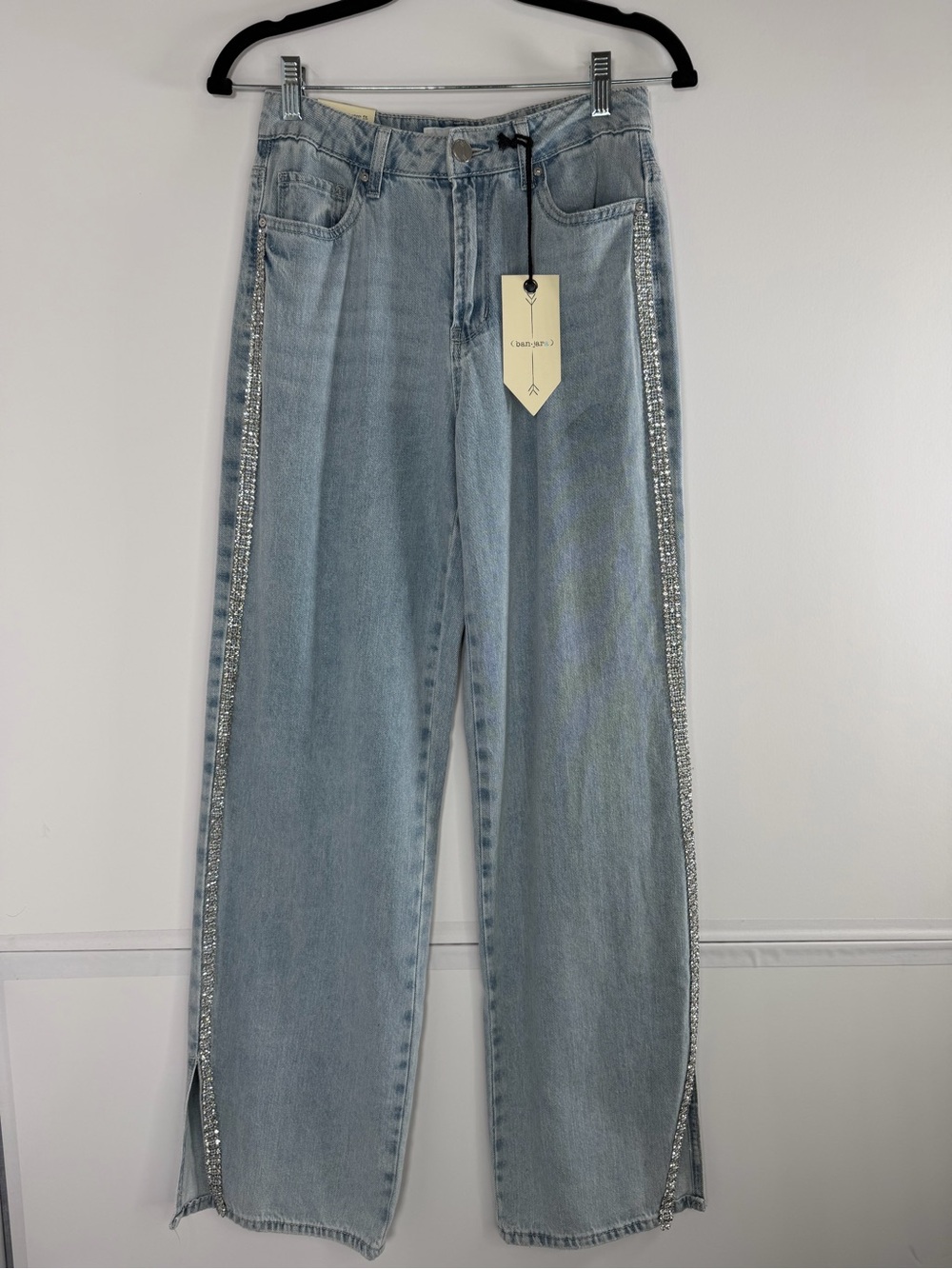 NWT BanJara Rhinestone Side Stripe High Rise Skater Fit Jeans Size 5/26
